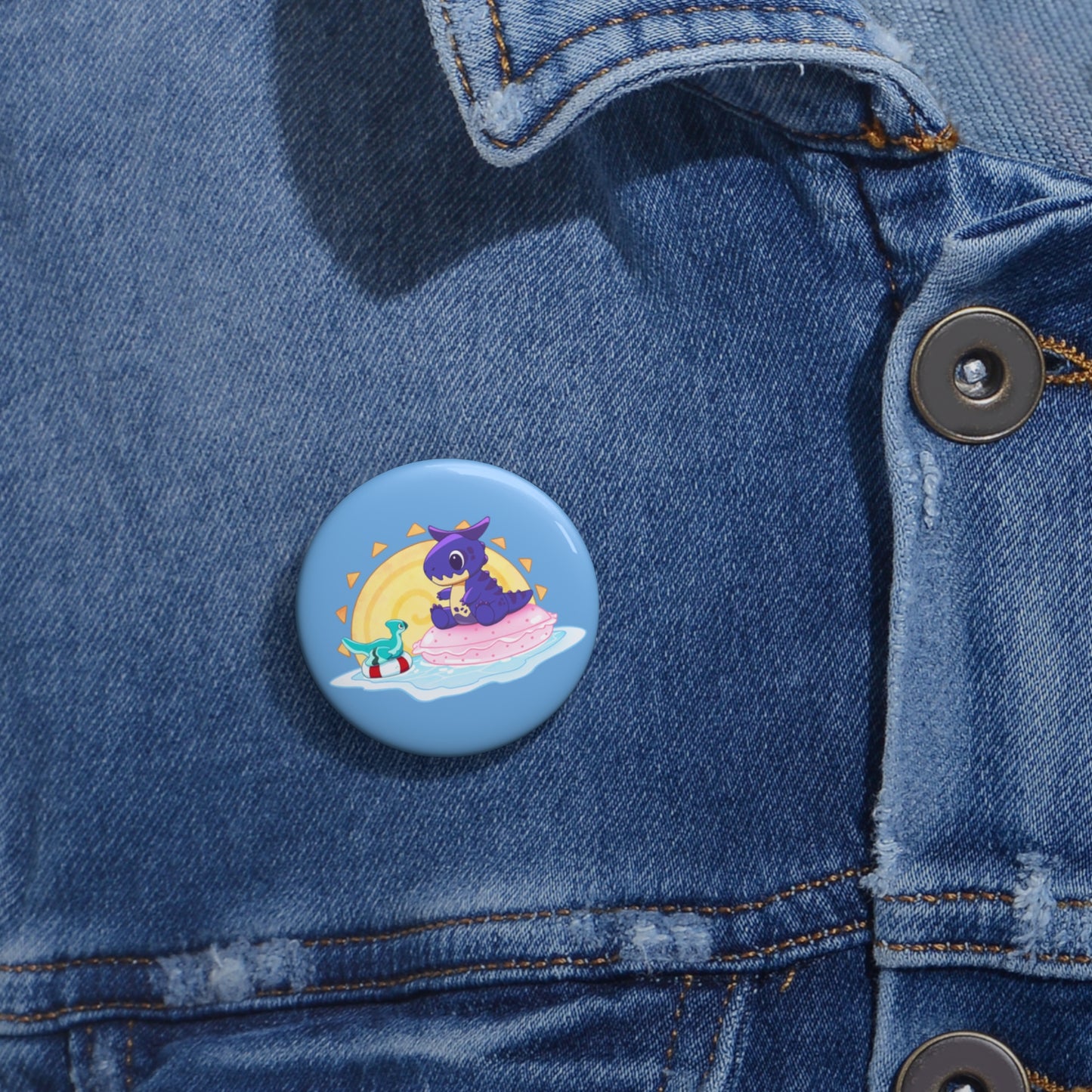 Limited Edition Carnotaurus with Archaeopteryx Sidekick Plushie Concept Art - Pin Badge