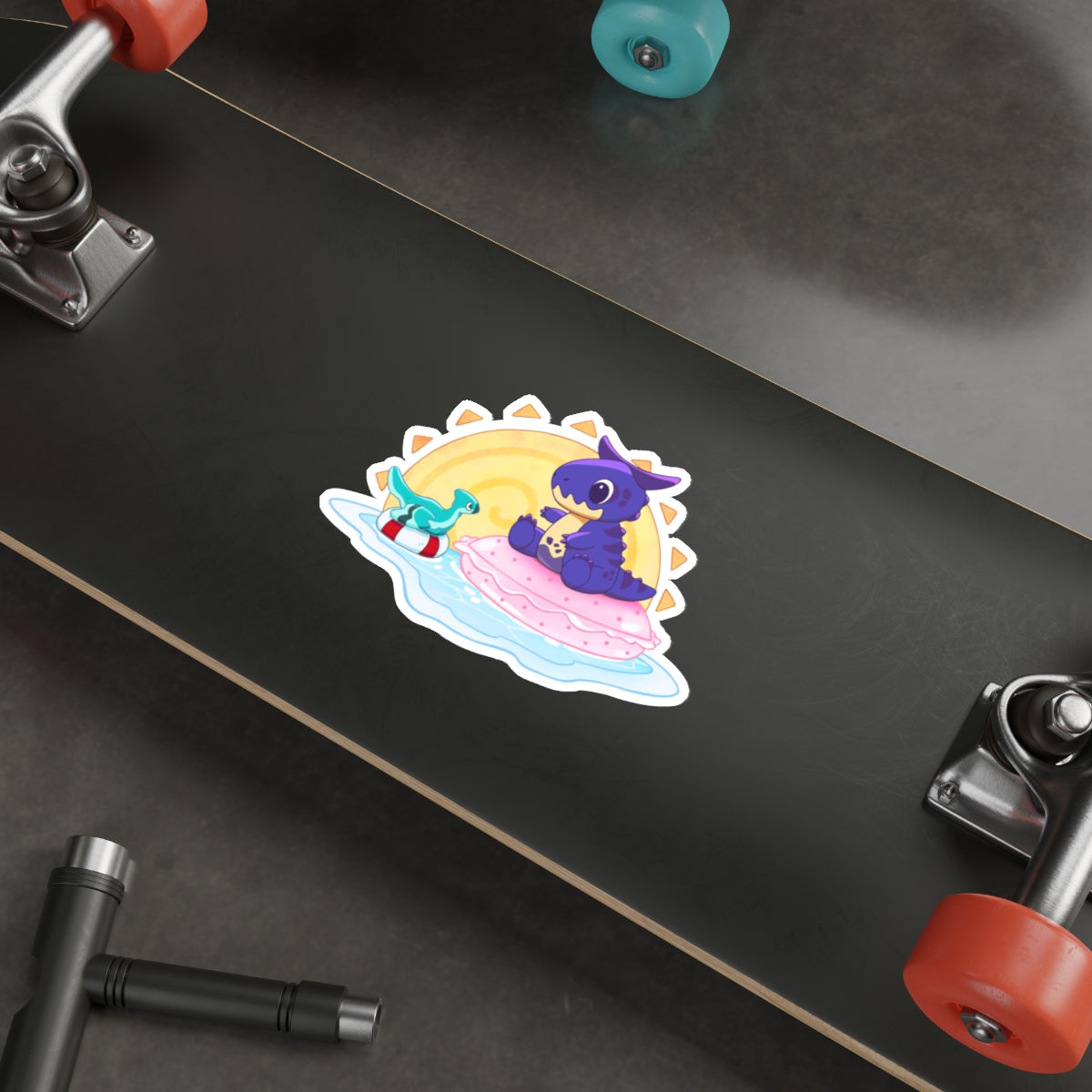 Limited Edition Carnotaurus with Archaeopteryx Sidekick Plushie Concept Art - Die-Cut Sticker