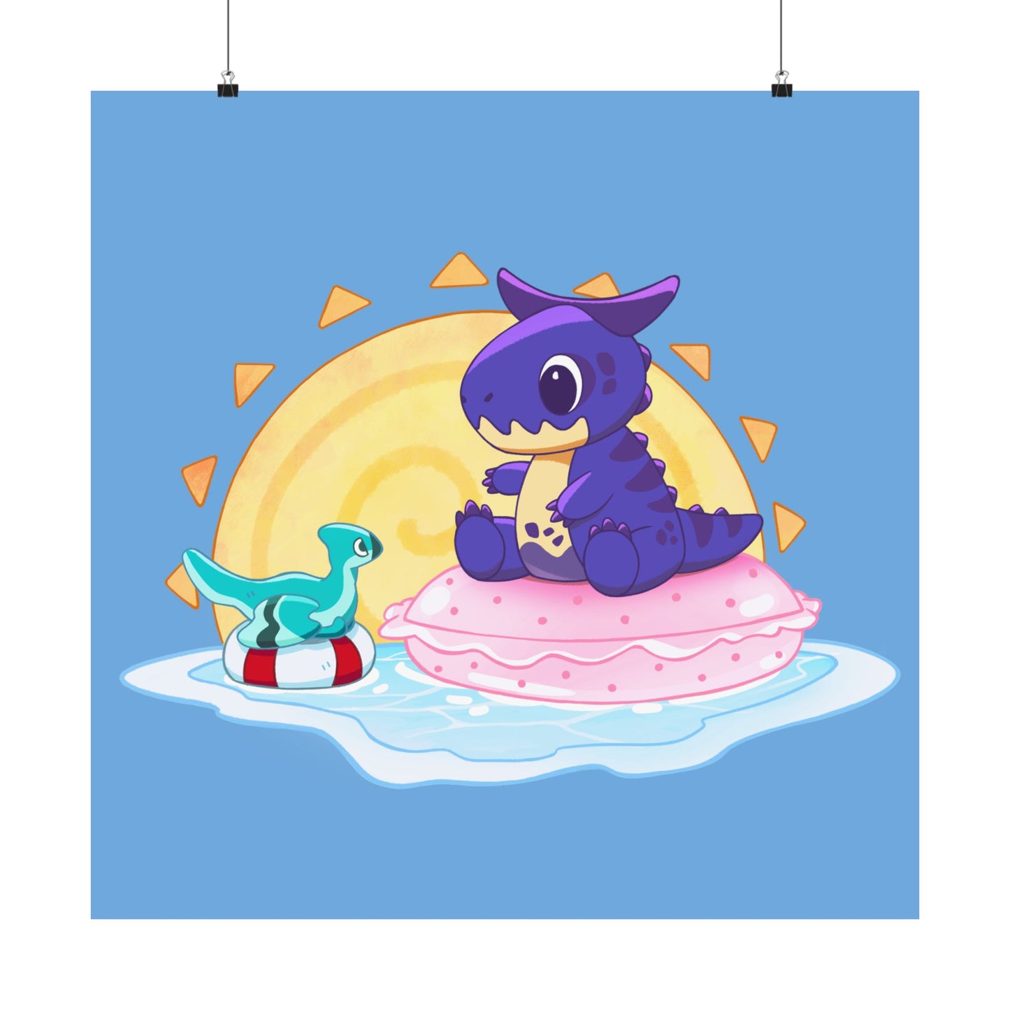 Limited Edition Carnotaurus with Archaeopteryx Sidekick Plushie Concept Art - Matte Poster