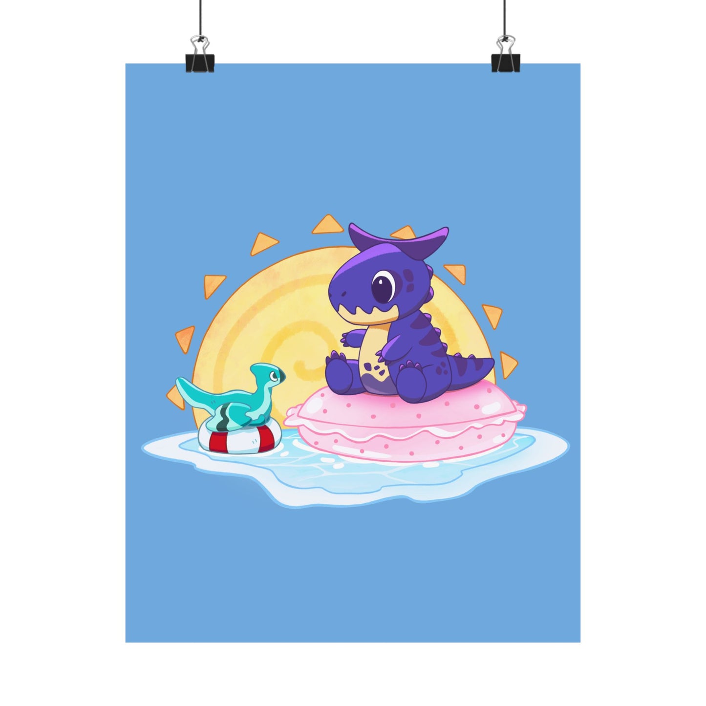 Limited Edition Carnotaurus with Archaeopteryx Sidekick Plushie Concept Art - Matte Poster