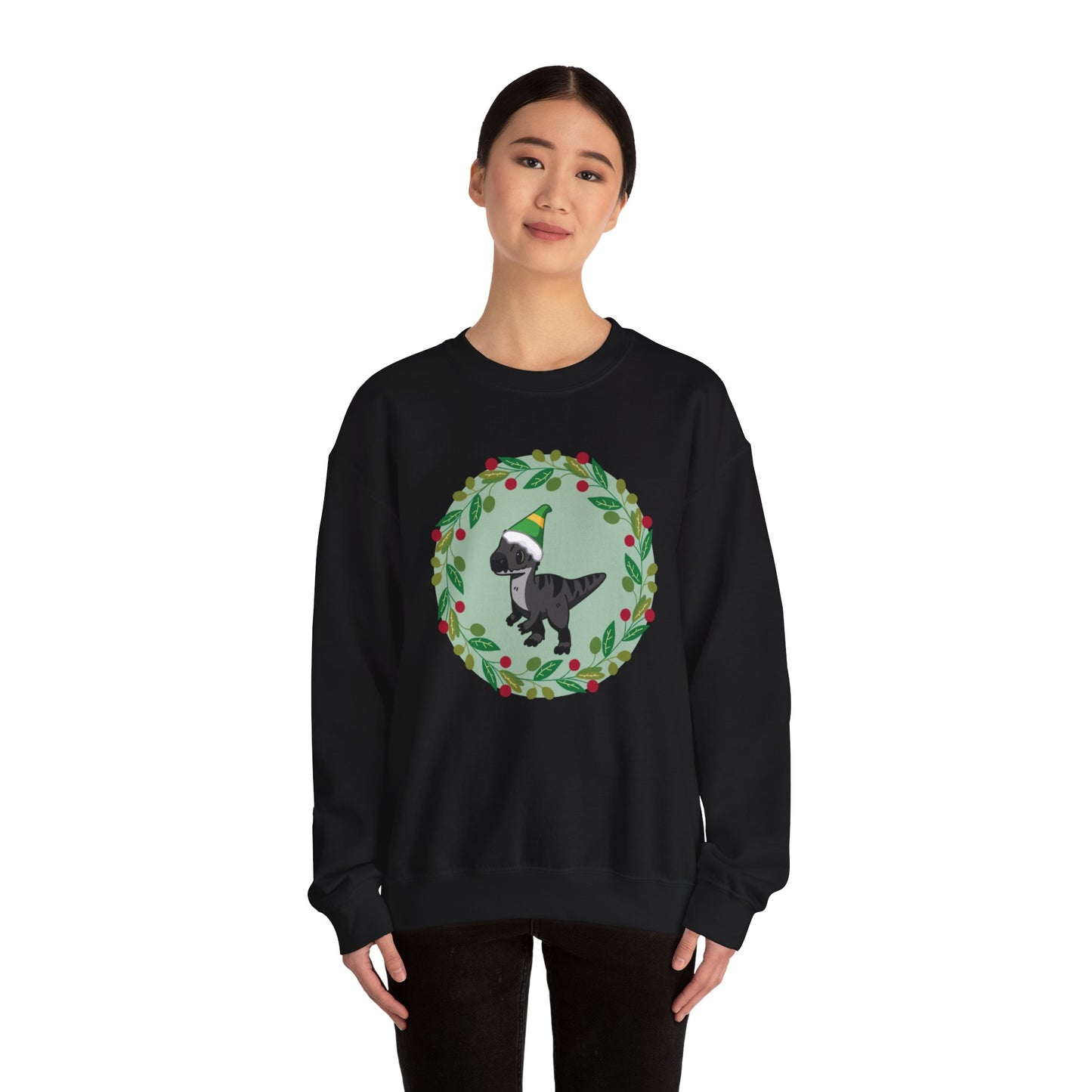 Melanistic Allosaurus Holiday Jumper - Unisex Crewneck Sweatshirt