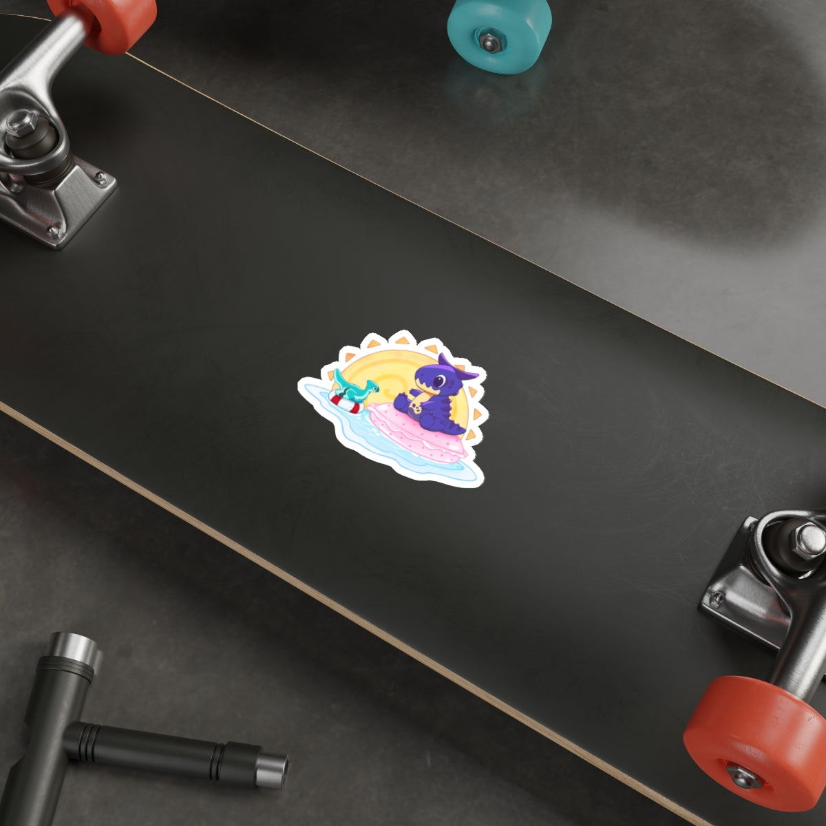 Limited Edition Carnotaurus with Archaeopteryx Sidekick Plushie Concept Art - Die-Cut Sticker