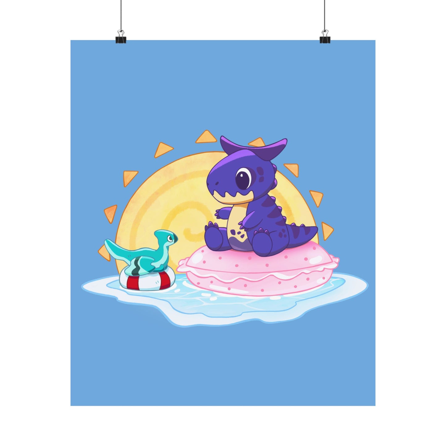 Limited Edition Carnotaurus with Archaeopteryx Sidekick Plushie Concept Art - Matte Poster