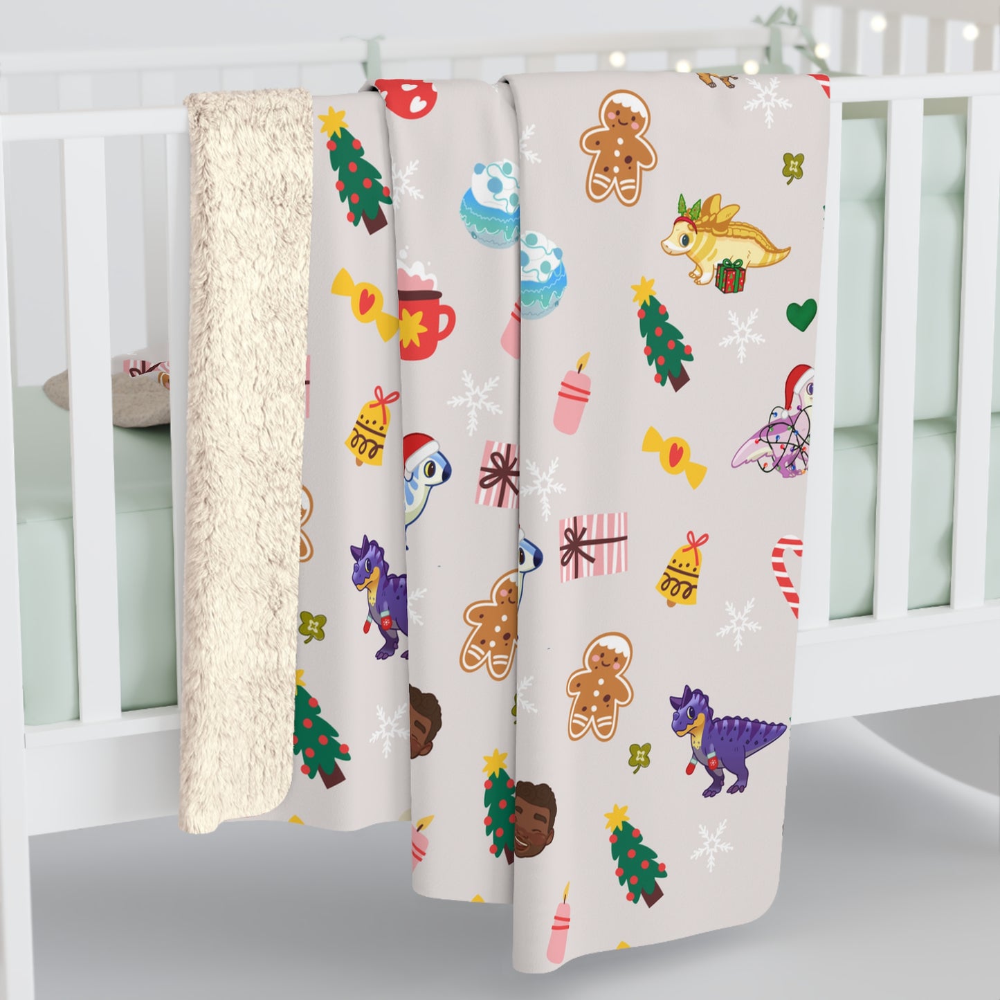Holiday Dinos - Sherpa Fleece Blanket