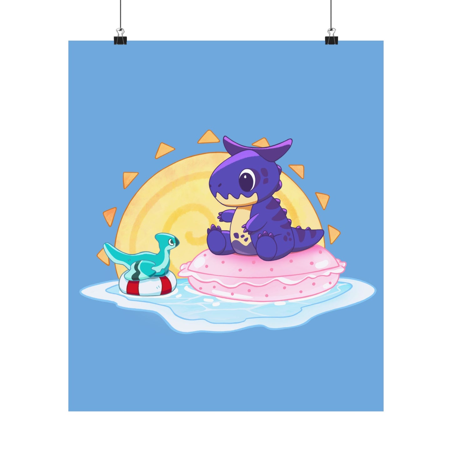 Limited Edition Carnotaurus with Archaeopteryx Sidekick Plushie Concept Art - Matte Poster