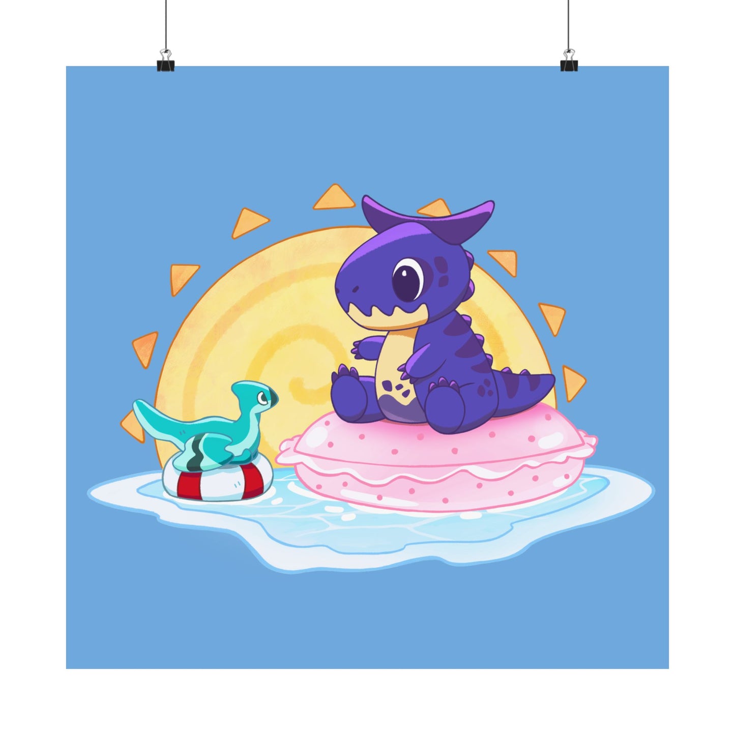 Limited Edition Carnotaurus with Archaeopteryx Sidekick Plushie Concept Art - Matte Poster