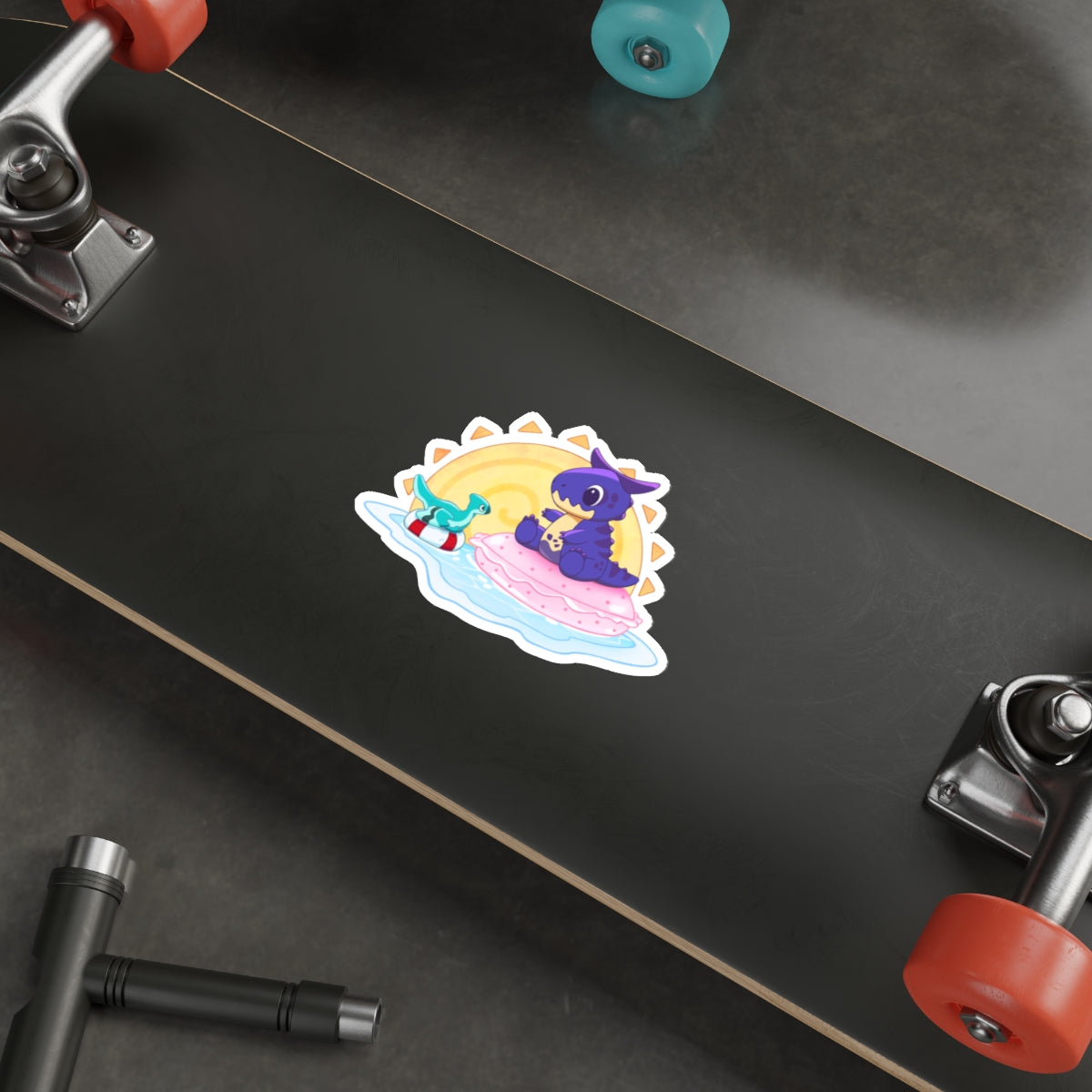 Limited Edition Carnotaurus with Archaeopteryx Sidekick Plushie Concept Art - Die-Cut Sticker