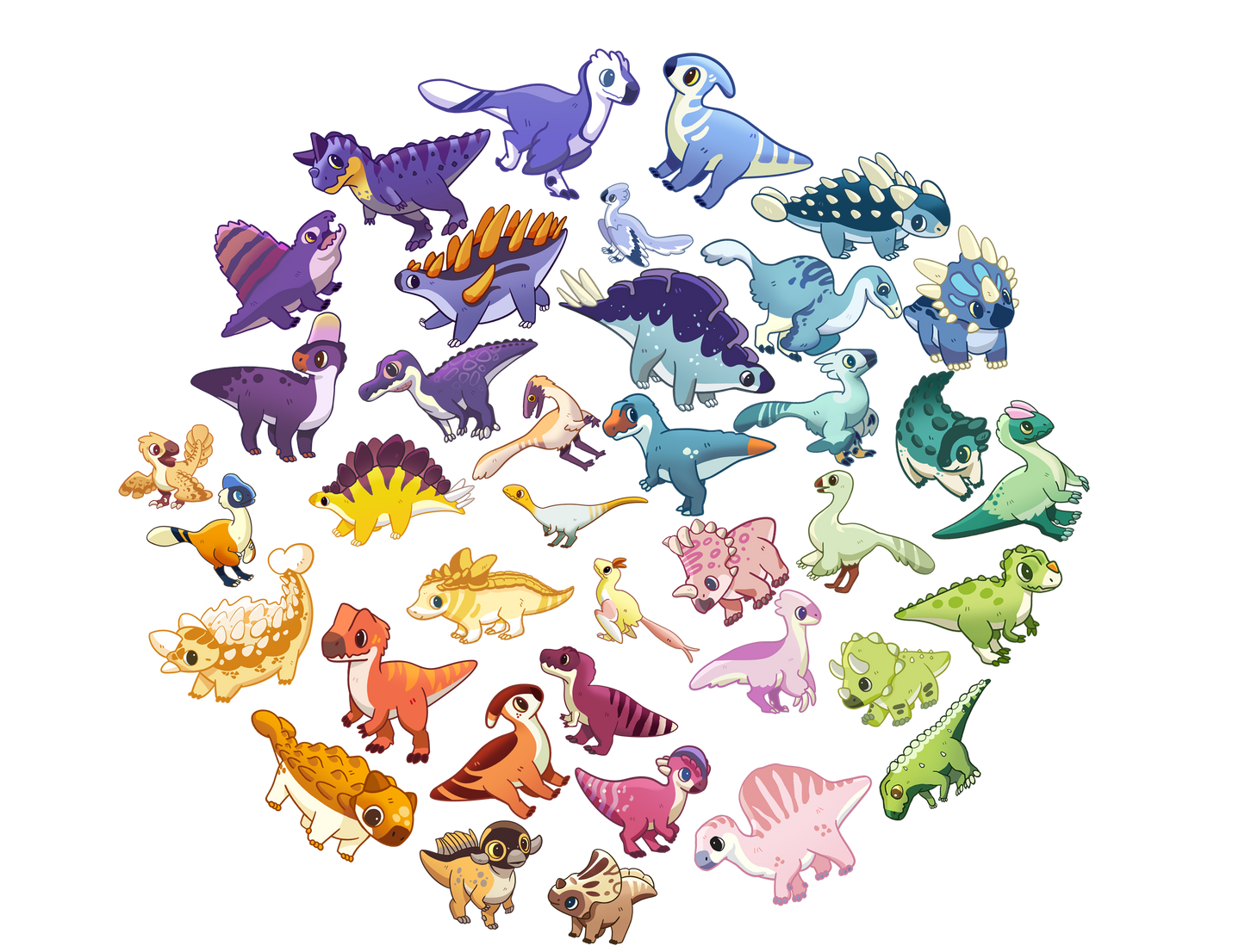 Digital Download - Rainbow of Dinos - Circle