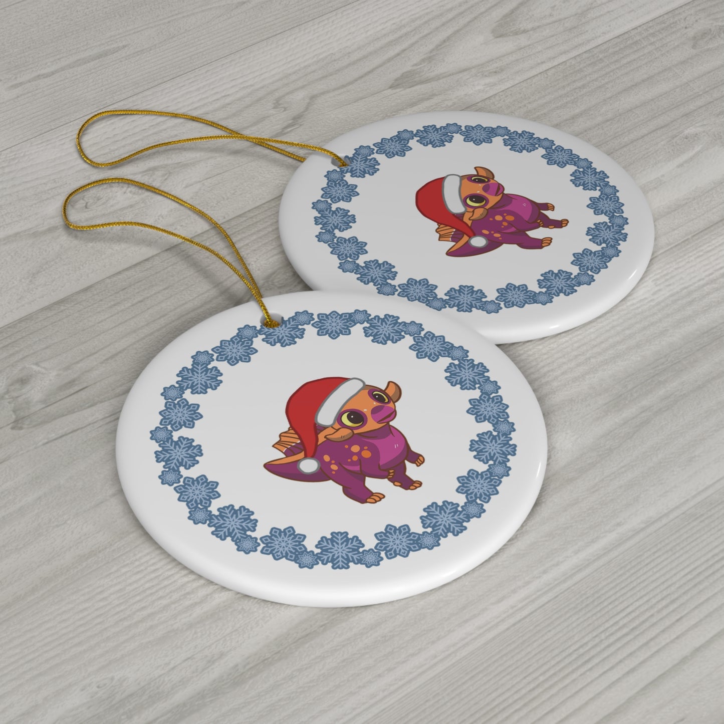 Holiday Lesbian Pride Psittacosaurus Ornament - Snowflake Edition