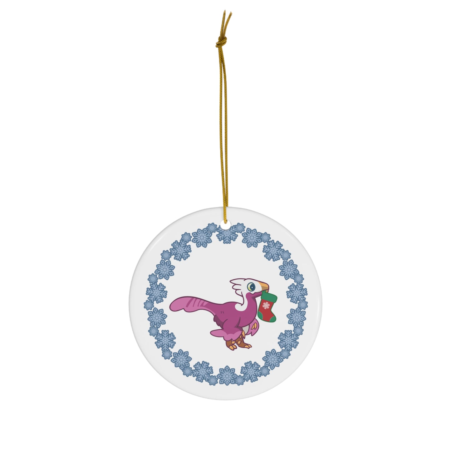 Holiday Lesbian Pride Troodon Ornament - Snowflake Edition