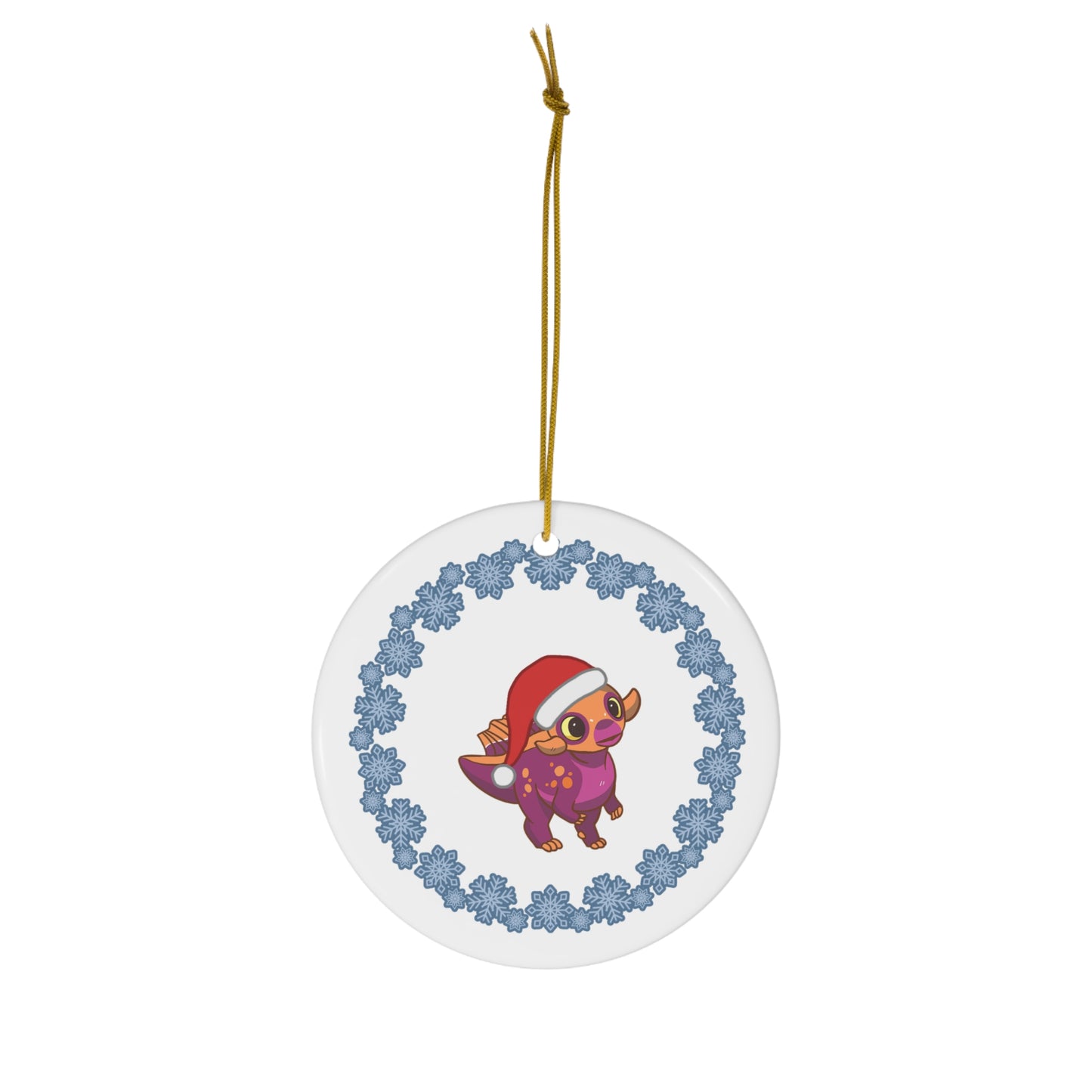 Holiday Lesbian Pride Psittacosaurus Ornament - Snowflake Edition