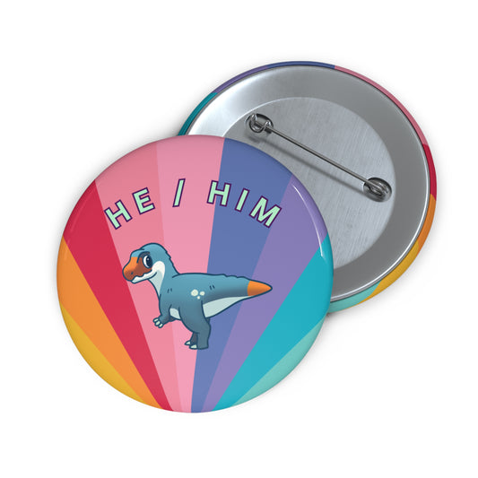 He/Him Megalosaurus Pronoun - Pin Badge