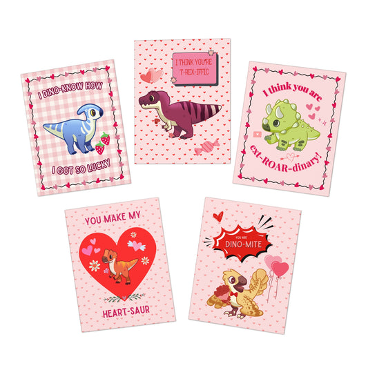 Dino Valentines Day Cards - 5 Pack