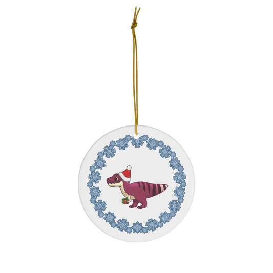 Holiday Tyrannosaurus Rex - Ceramic Ornament - Snowflake Edition