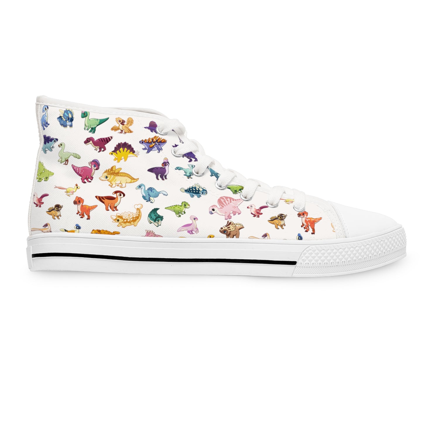 Rainbow Dinos- Women's High Top Sneakers