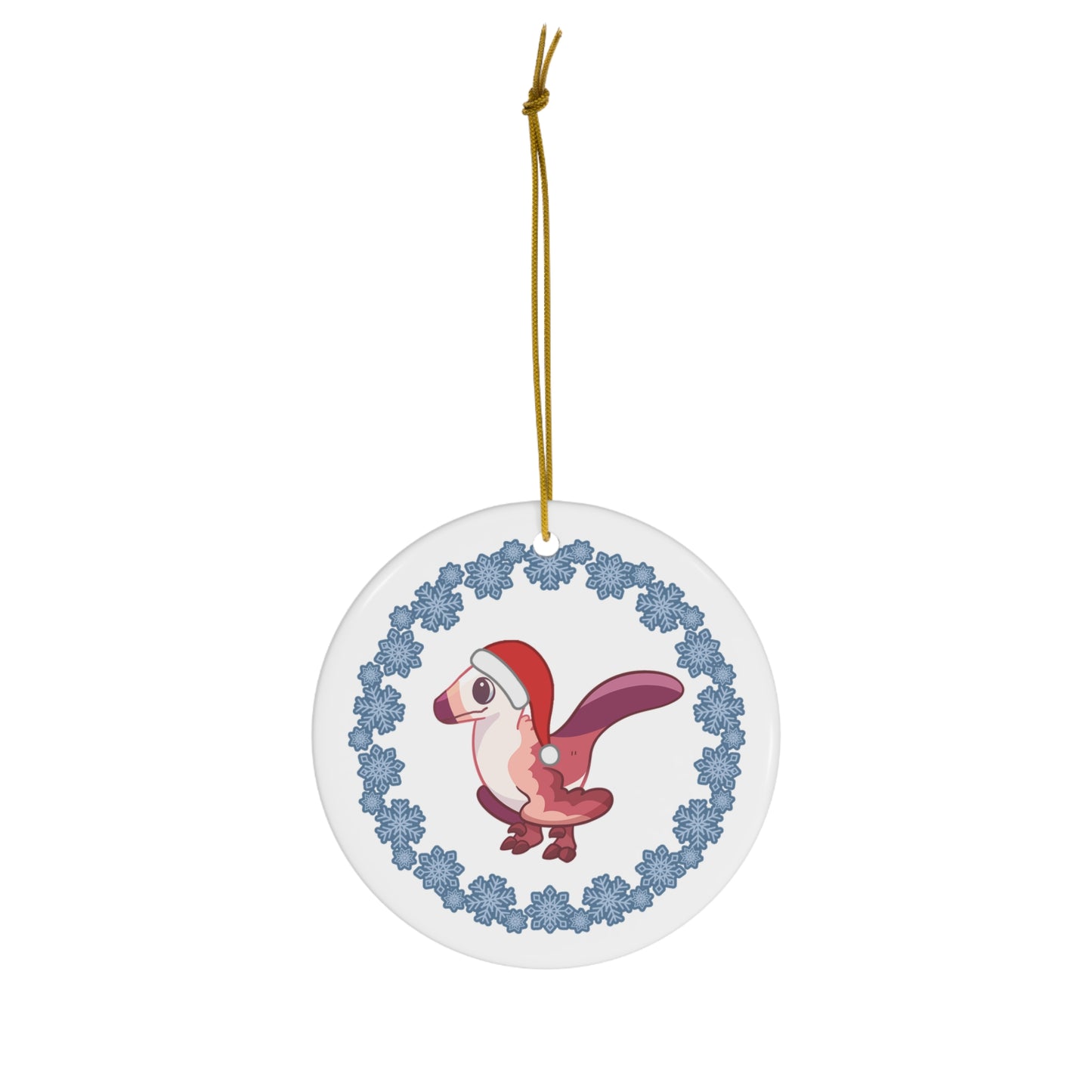 Holiday Velociraptor - Ceramic Ornament - Snowflake Edition