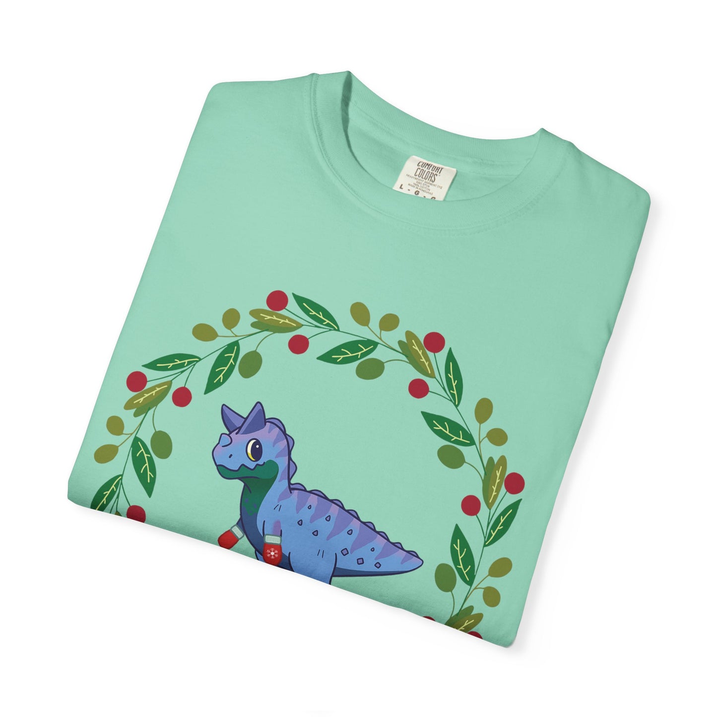 MLM Pride Holiday Carnotaurus T-Shirt - Festive Wreath Edition