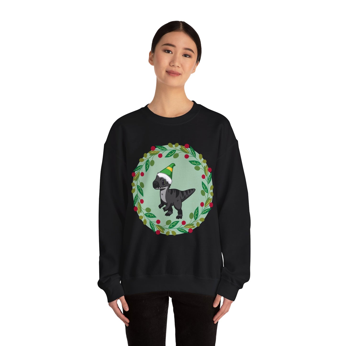 Melanistic Allosaurus Holiday Sweatshirt - Unisex Heavy Blend™ Crewneck Sweatshirt (Australian Edition)