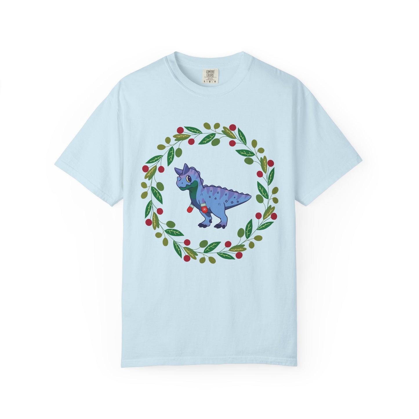 MLM Pride Holiday Carnotaurus T-Shirt - Festive Wreath Edition