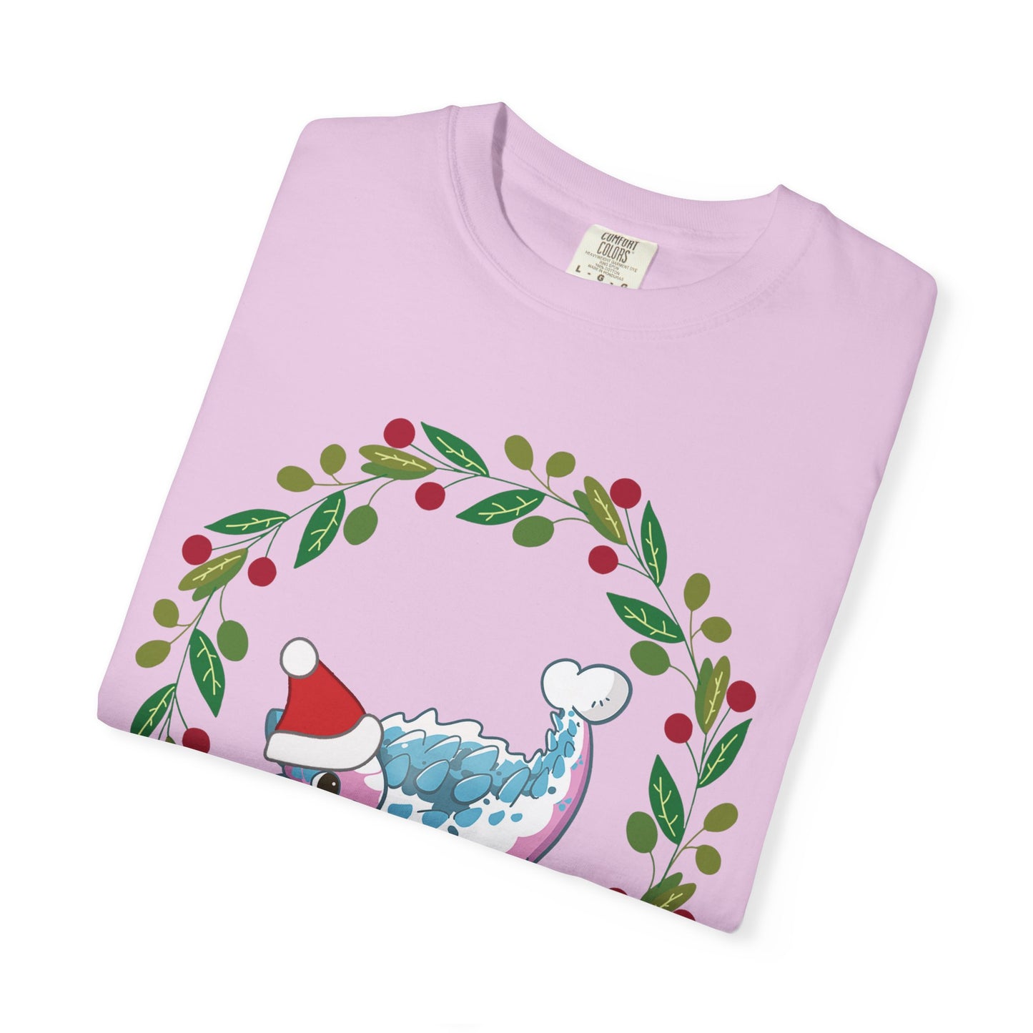Trans Pride Holiday Ankylosaurus T-Shirt - Festive Wreath Edition