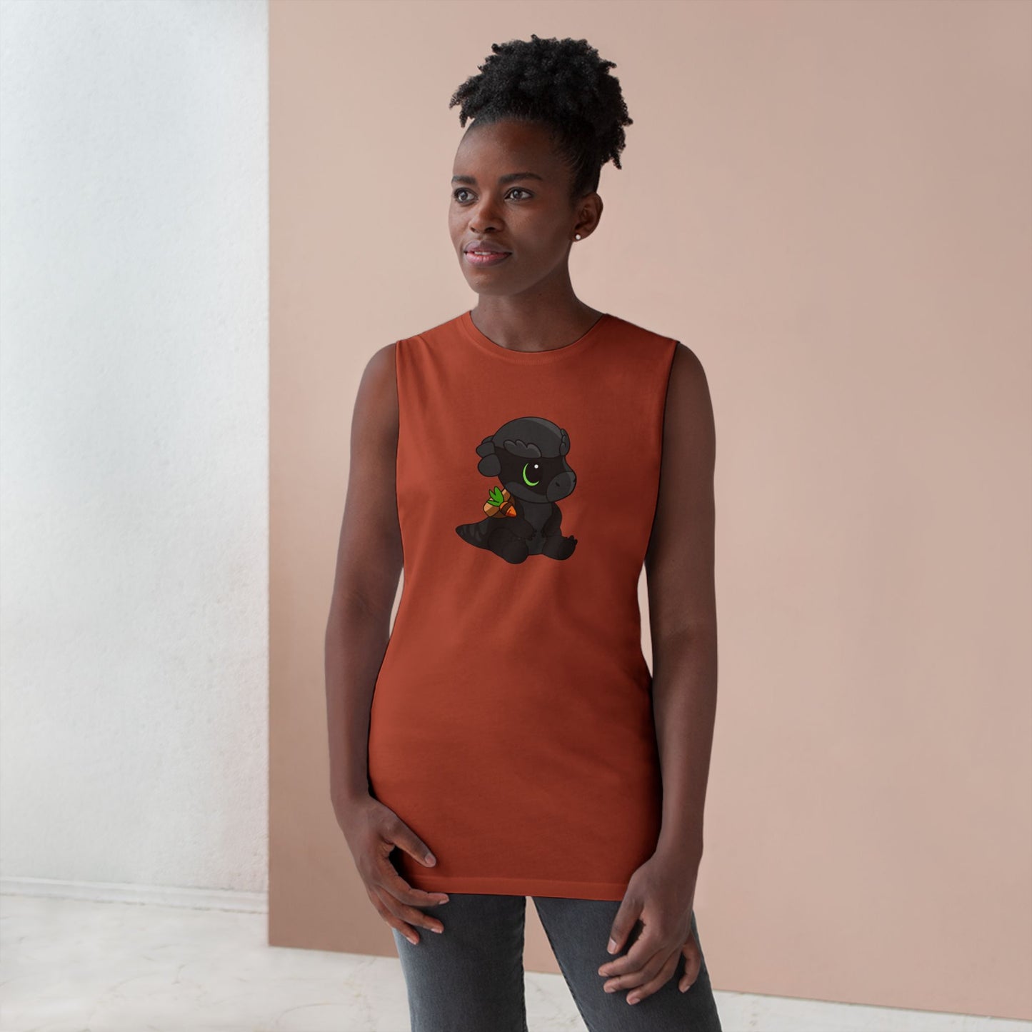 Limited Edition Bonk the Melanistic Pachycephalosaurus Plushie Art - Tank Top