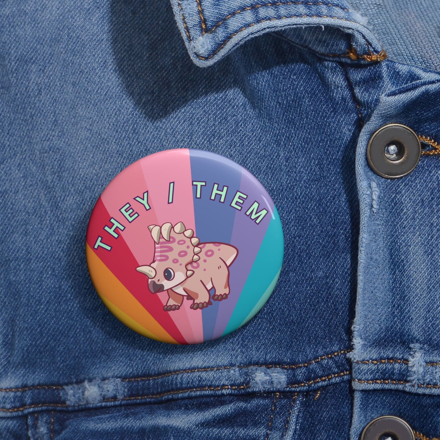 They/Them Centrosaurus Pronoun - Pin Badge