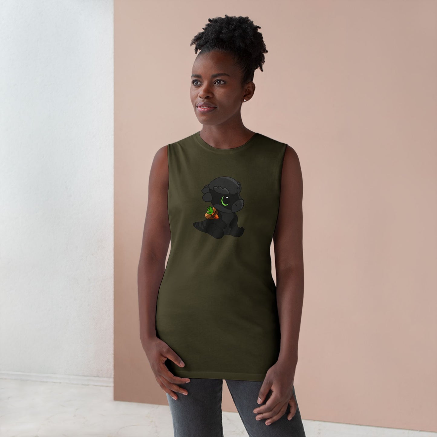 Limited Edition Bonk the Melanistic Pachycephalosaurus Plushie Art - Tank Top