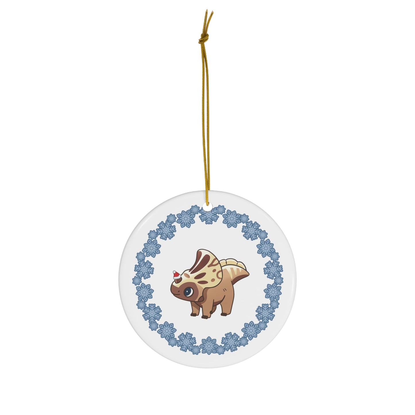 Holiday Protoceratops - Ceramic Ornament - Snowflake Edition