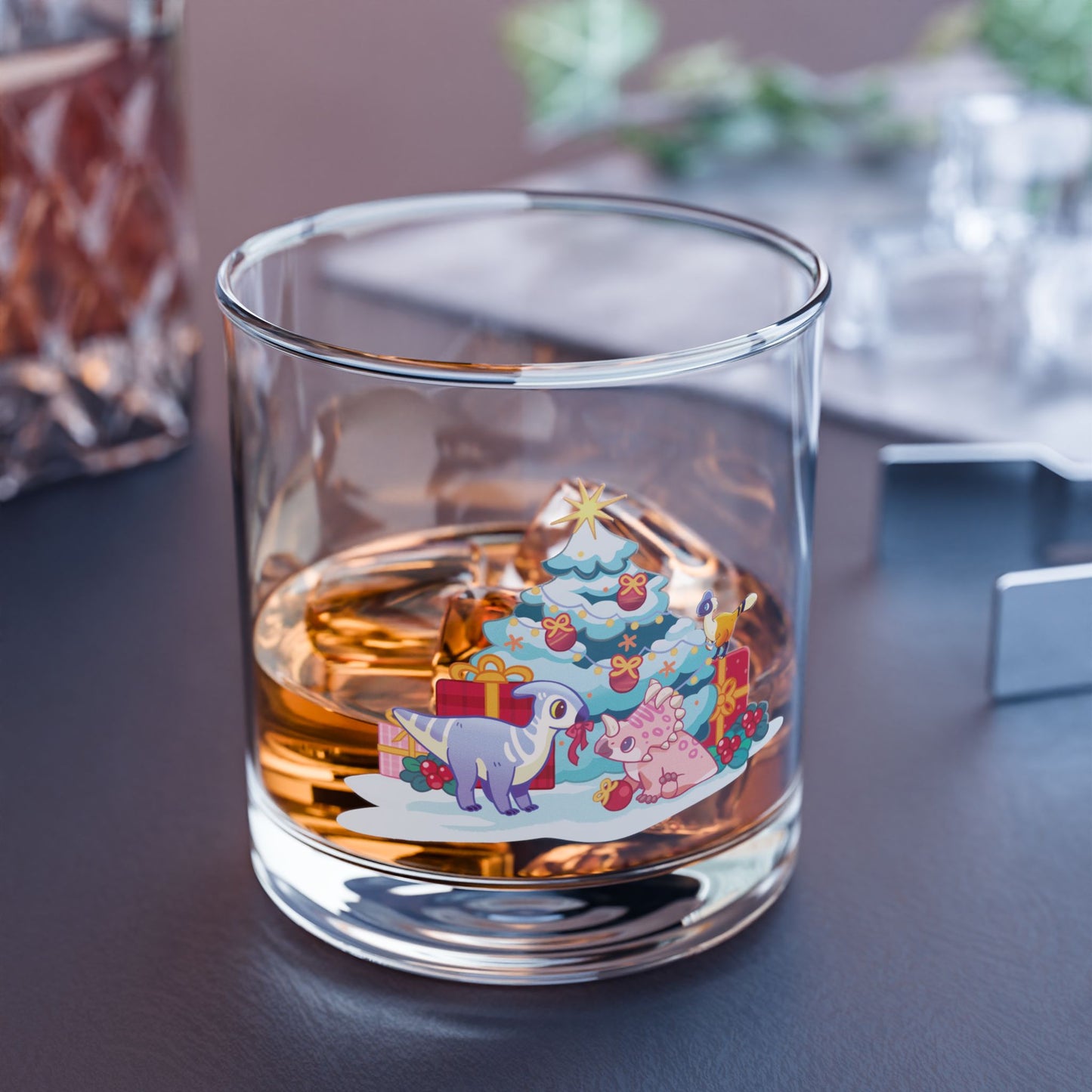 Holiday Retro Collectible Glass - Dino Tree Decorating featuring Lucky & Centrosaurus