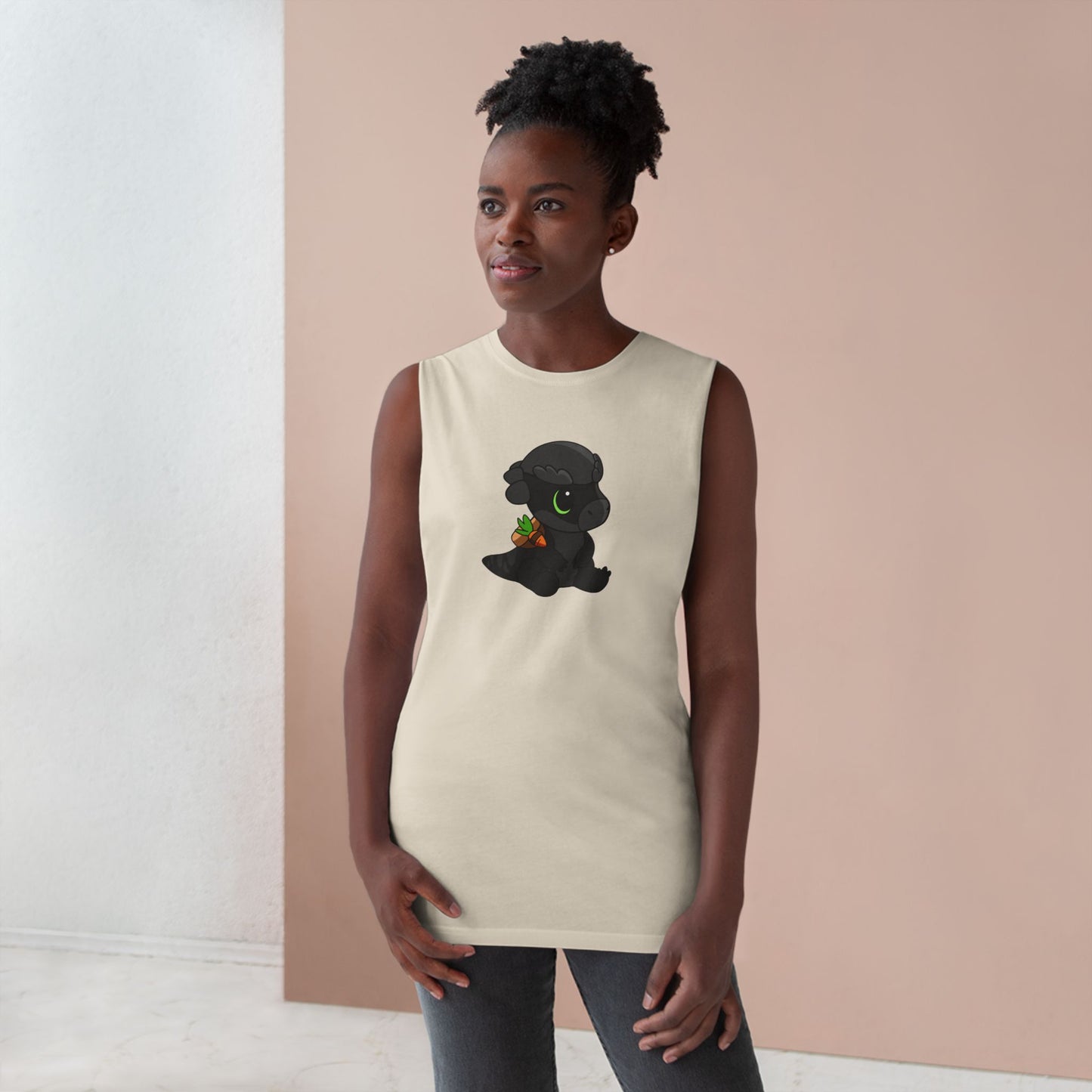 Limited Edition Bonk the Melanistic Pachycephalosaurus Plushie Art - Tank Top