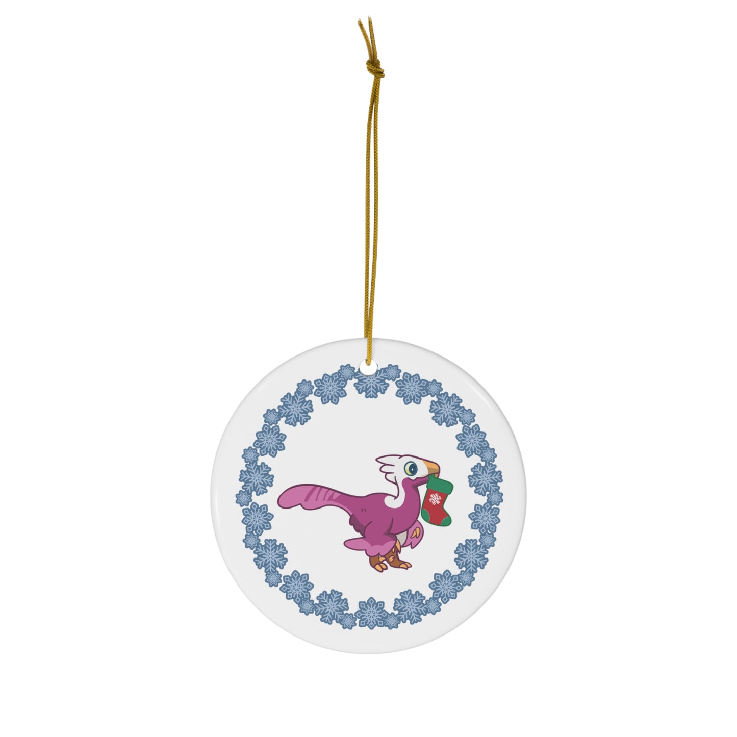 Holiday Lesbian Pride Troodon Ornament - Snowflake Edition