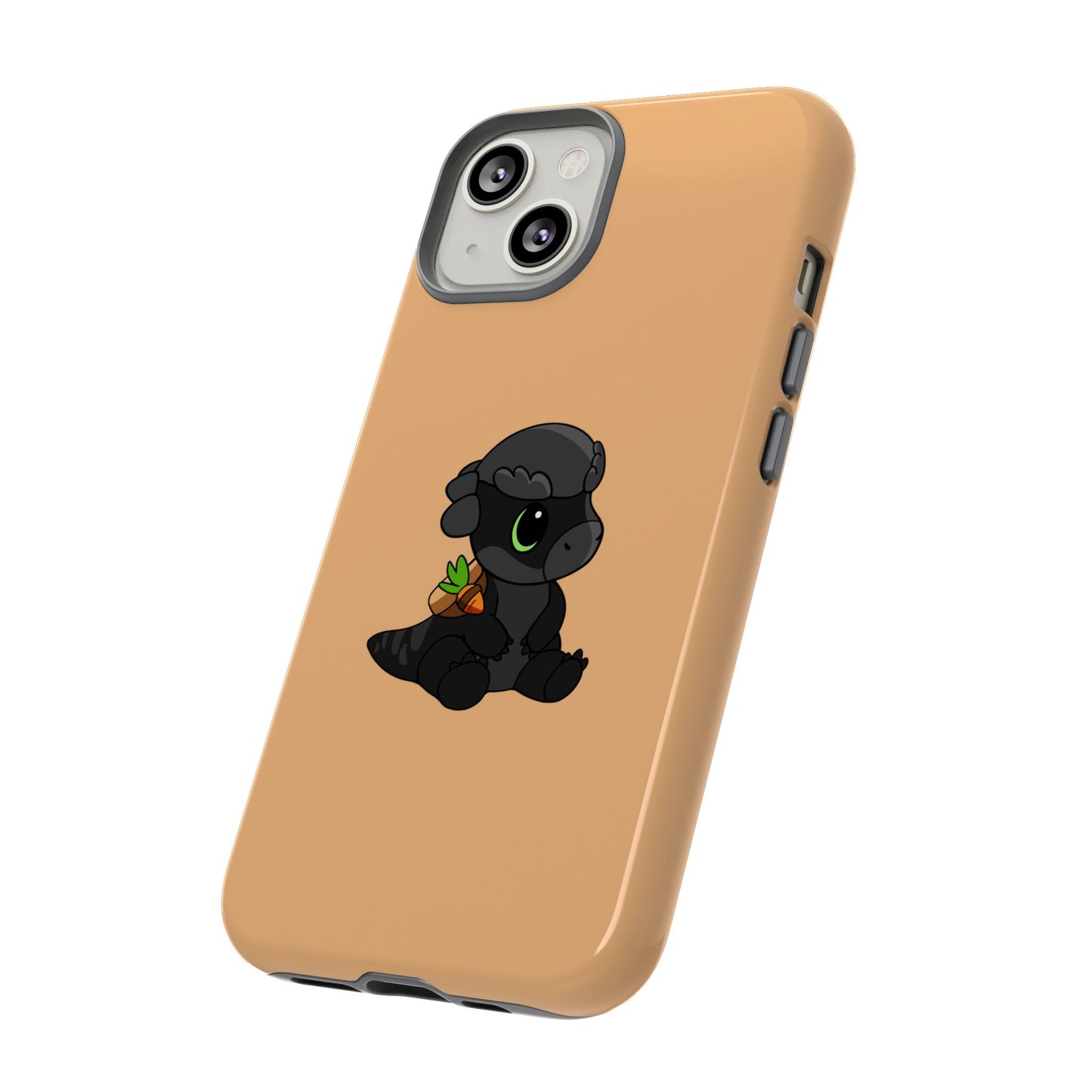 Limited Edition Bonk the Melanistic Pachycephalosaurus Plushie Art - Phone Case