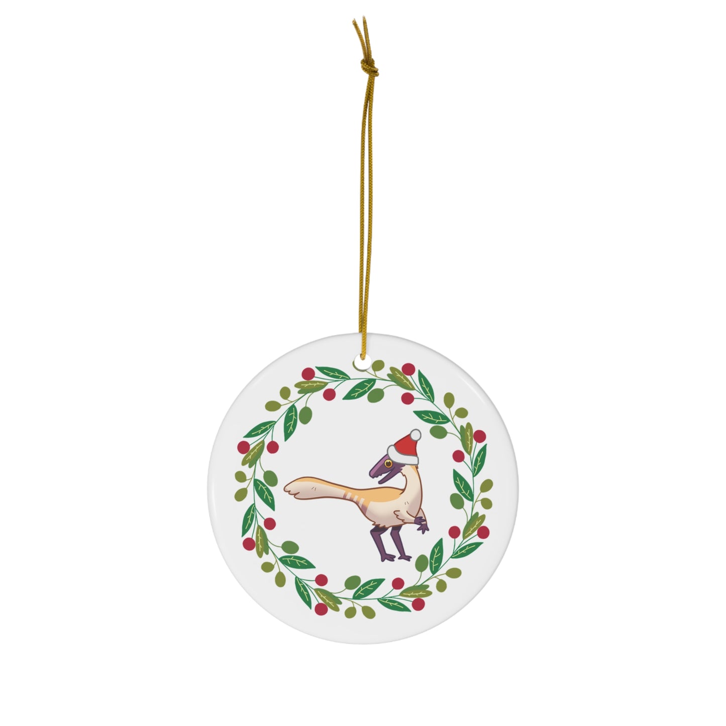 Holiday Compsognathus - Ceramic Ornament