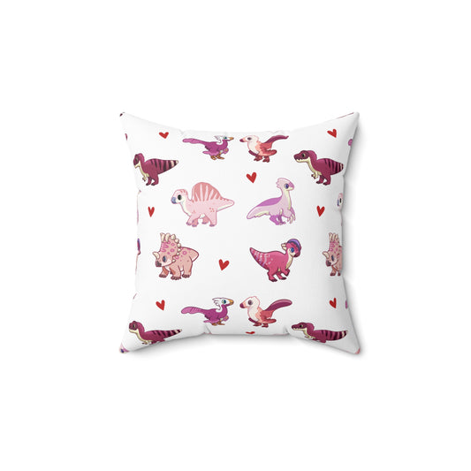 Pink Dinos Square Pillow