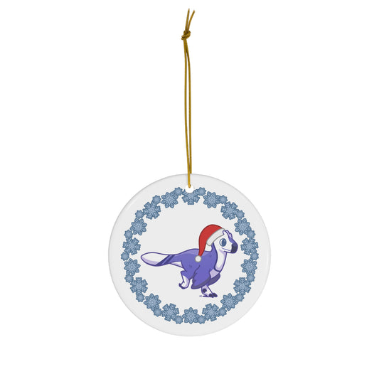 Holiday Utahraptor - Ceramic Ornament - Snowflake Edition