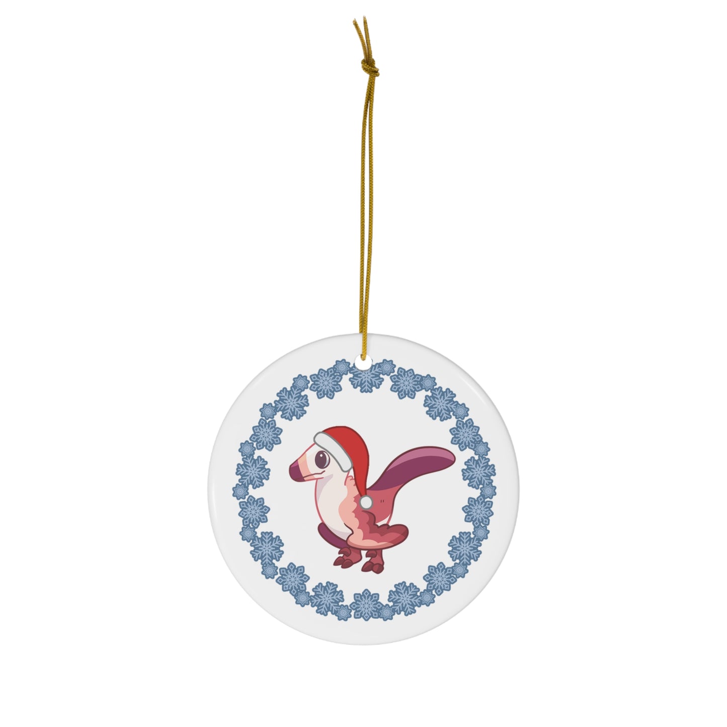 Holiday Velociraptor - Ceramic Ornament - Snowflake Edition