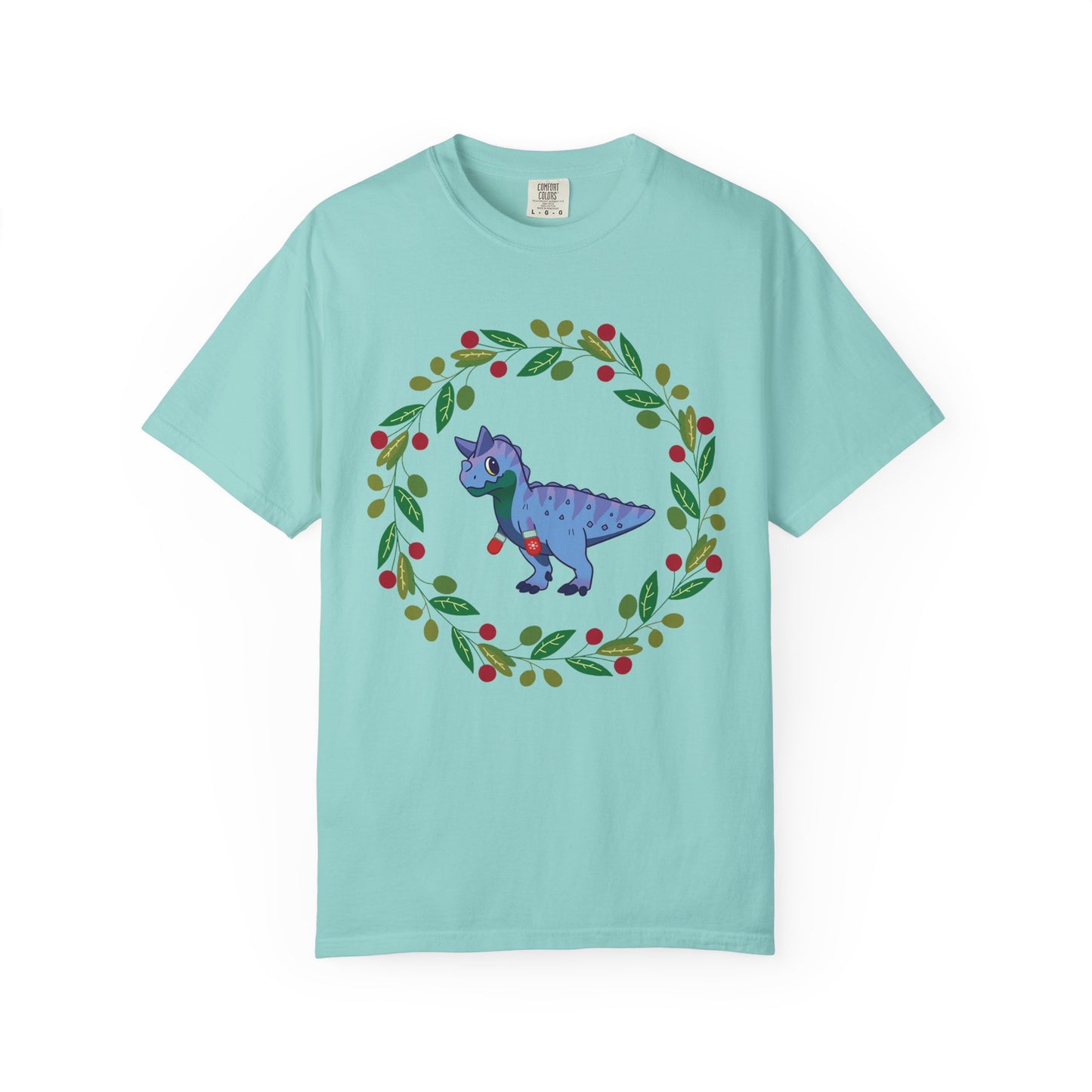 MLM Pride Holiday Carnotaurus T-Shirt - Festive Wreath Edition