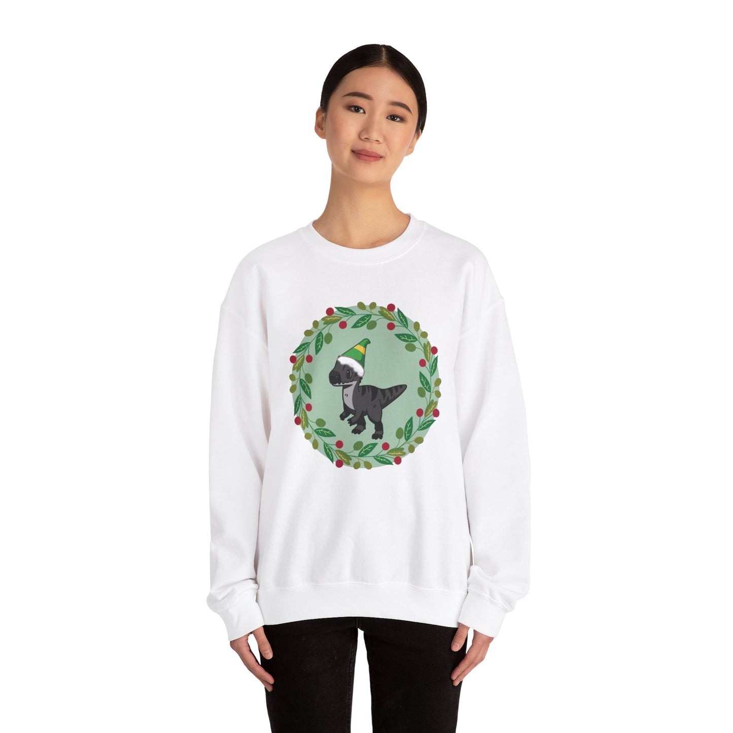 Melanistic Allosaurus Holiday Jumper - Unisex Crewneck Sweatshirt