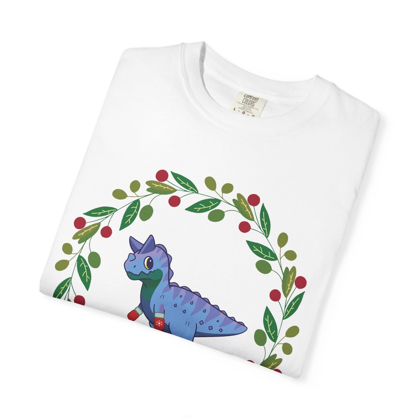 MLM Pride Holiday Carnotaurus T-Shirt - Festive Wreath Edition