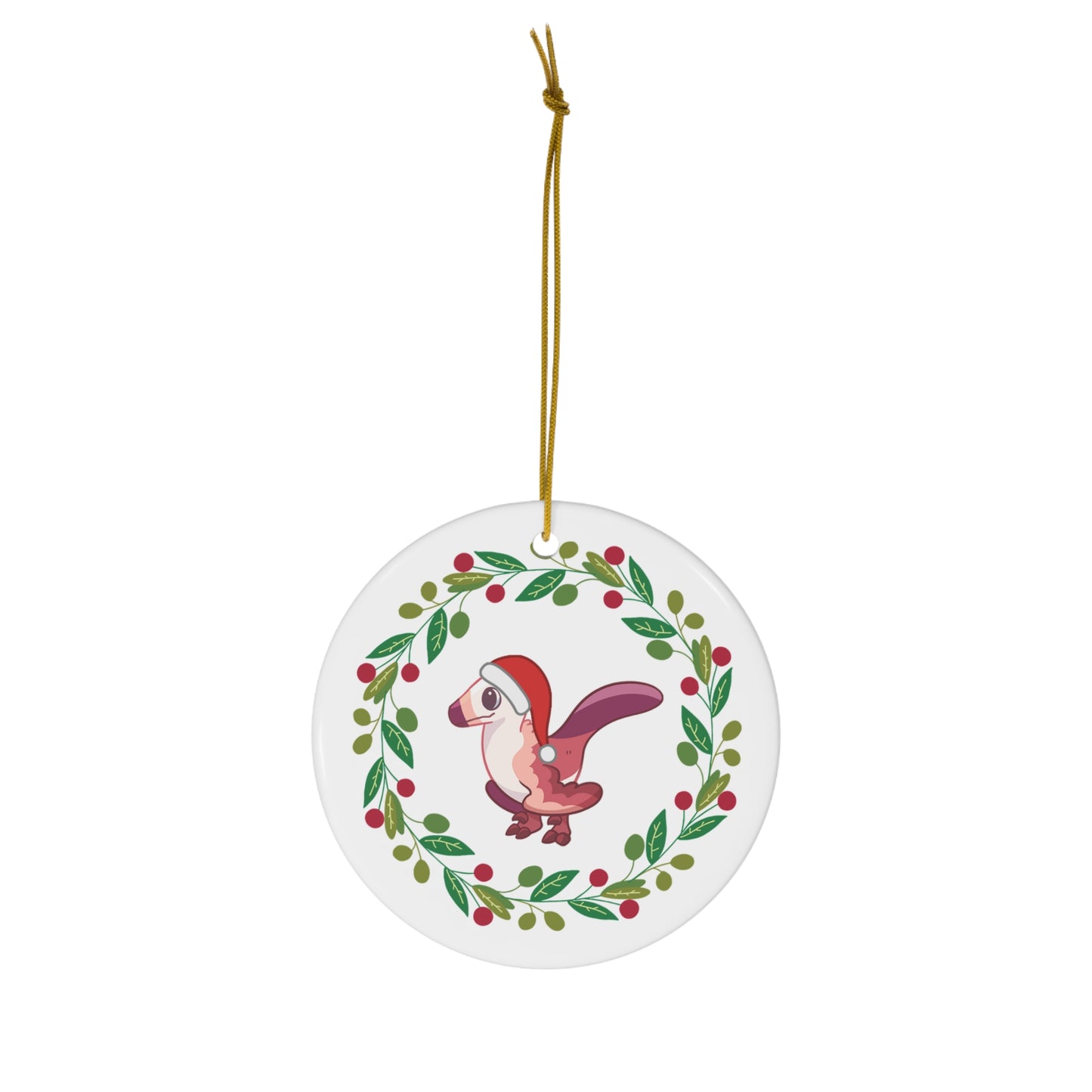 Holiday Velociraptor - Ceramic Ornament