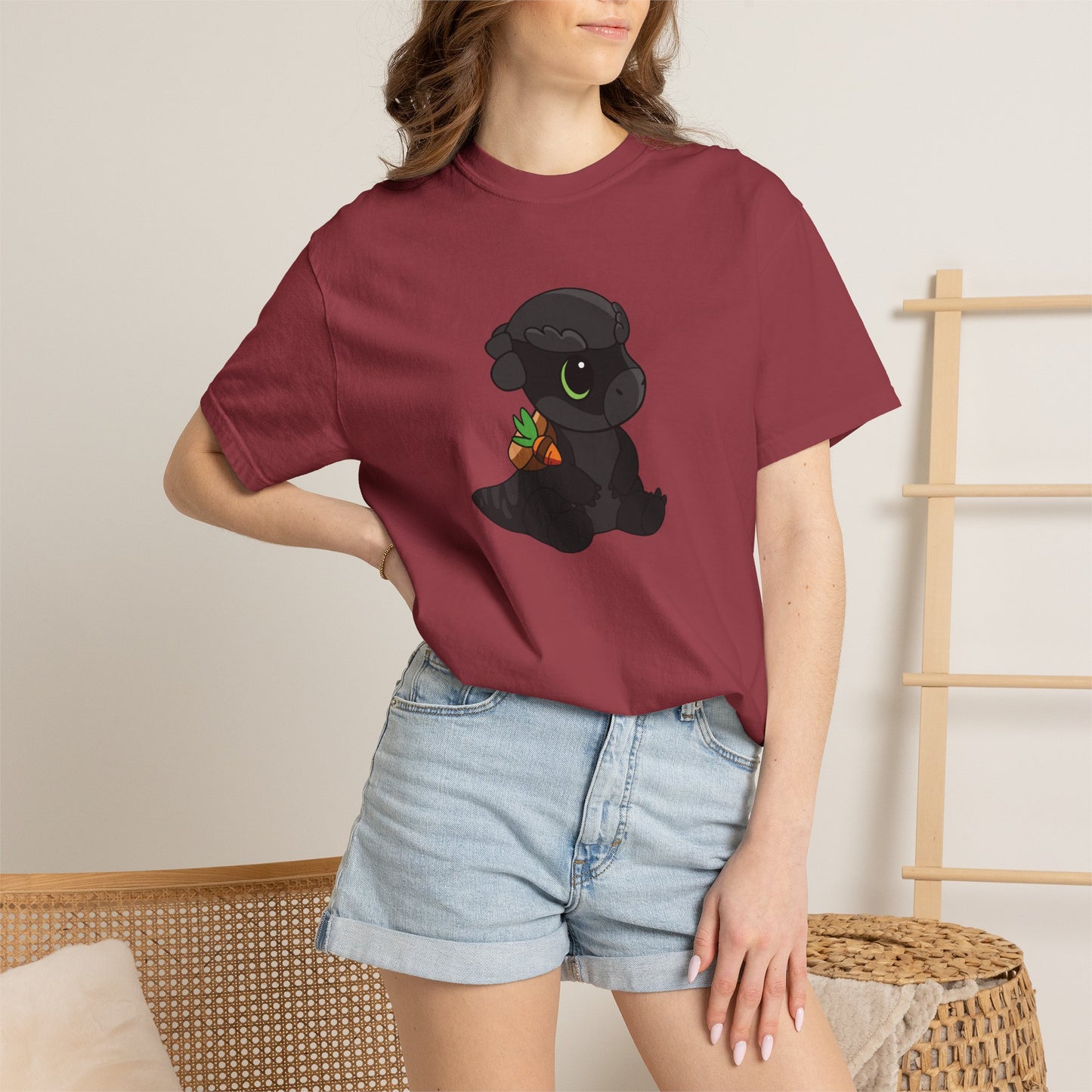 Limited Edition Bonk the Melanistic Pachycephalosaurus Plushie Art - T-Shirt