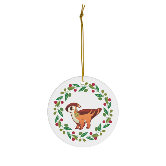 Holiday Parasaurolophus - Ceramic Ornament