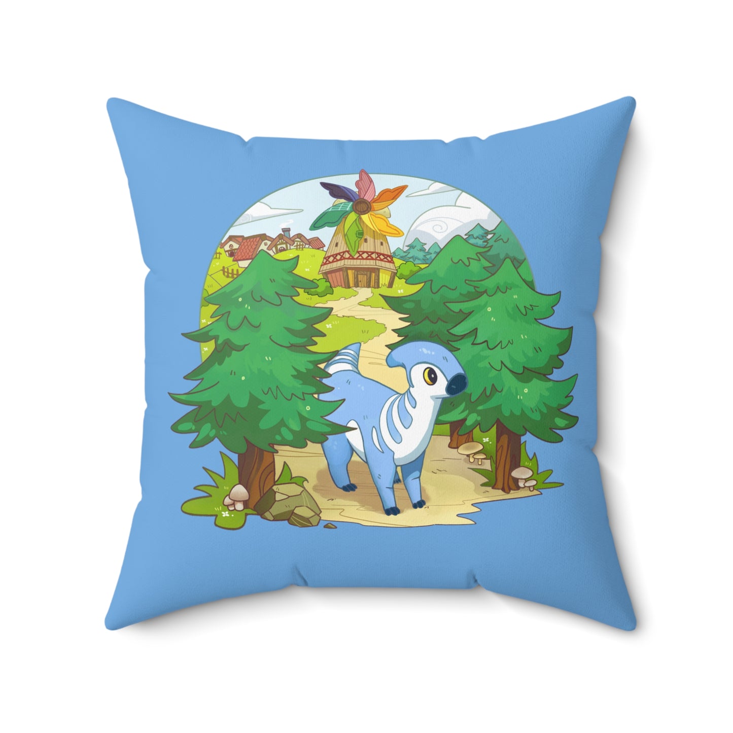 Double Sided Square Pillow - featuring Triassea Lucky and Walk by the Windmill!