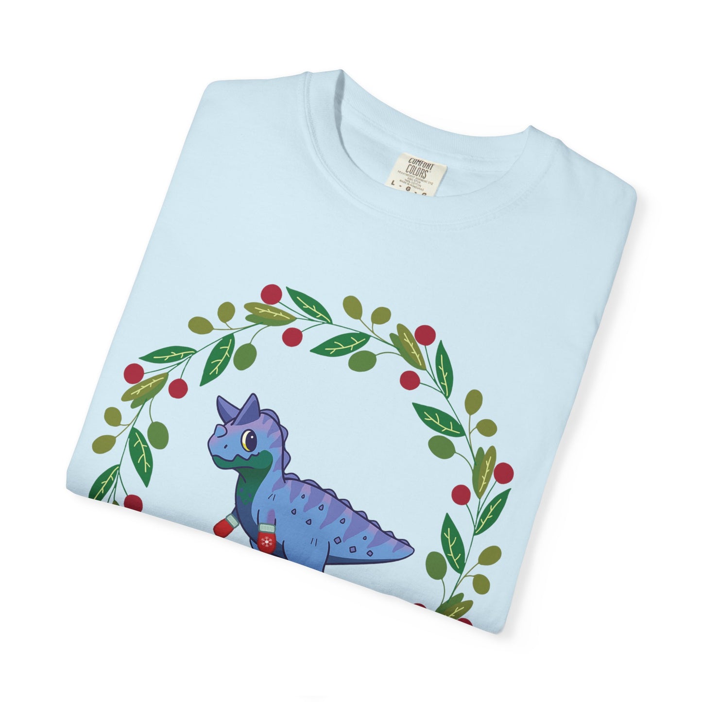MLM Pride Holiday Carnotaurus T-Shirt - Festive Wreath Edition