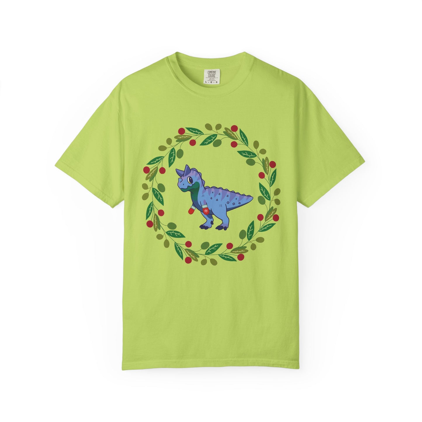 MLM Pride Holiday Carnotaurus T-Shirt - Festive Wreath Edition