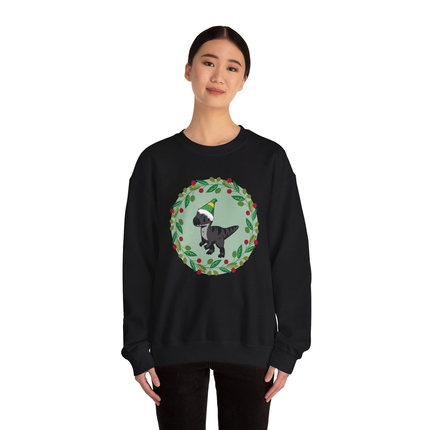 Melanistic Allosaurus Holiday Jumper - Unisex Crewneck Sweatshirt