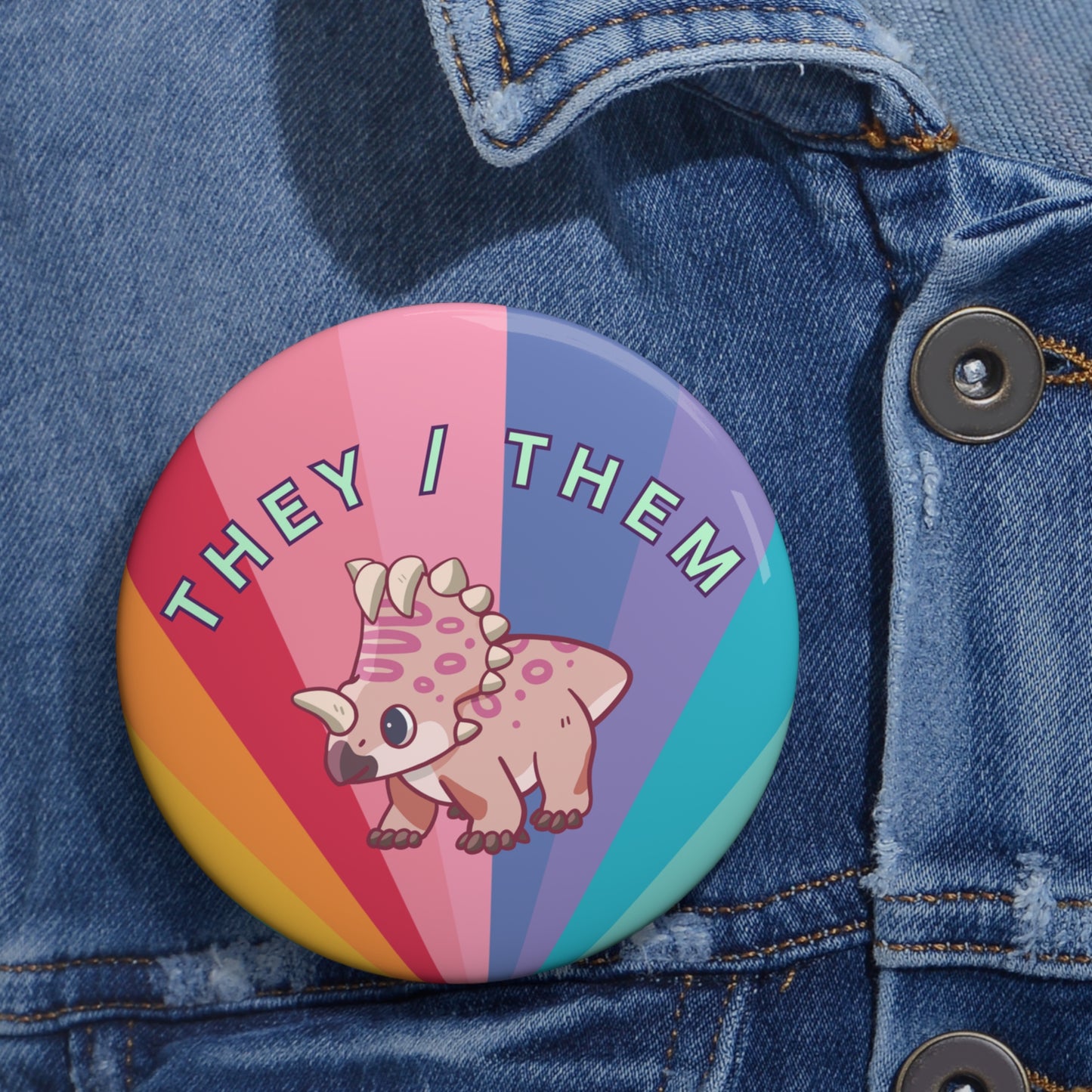 They/Them Centrosaurus Pronoun - Pin Badge