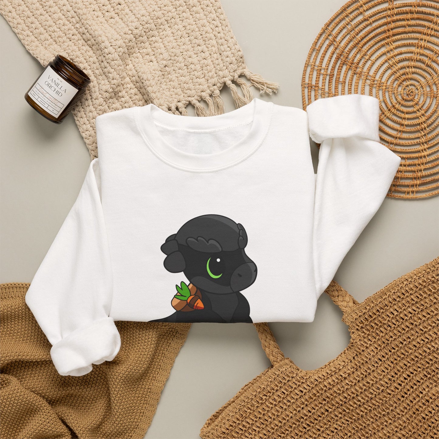 Limited Edition Bonk the Melanistic Pachycephalosaurus Plushie Art - Unisex Heavy Blend™ Crewneck Sweatshirt