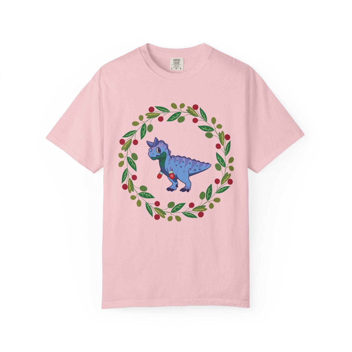 MLM Pride Holiday Carnotaurus T-Shirt - Festive Wreath Edition