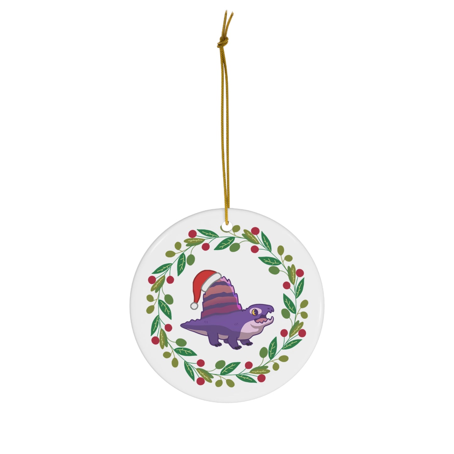 Holiday Dimetrodon - Ceramic Ornament